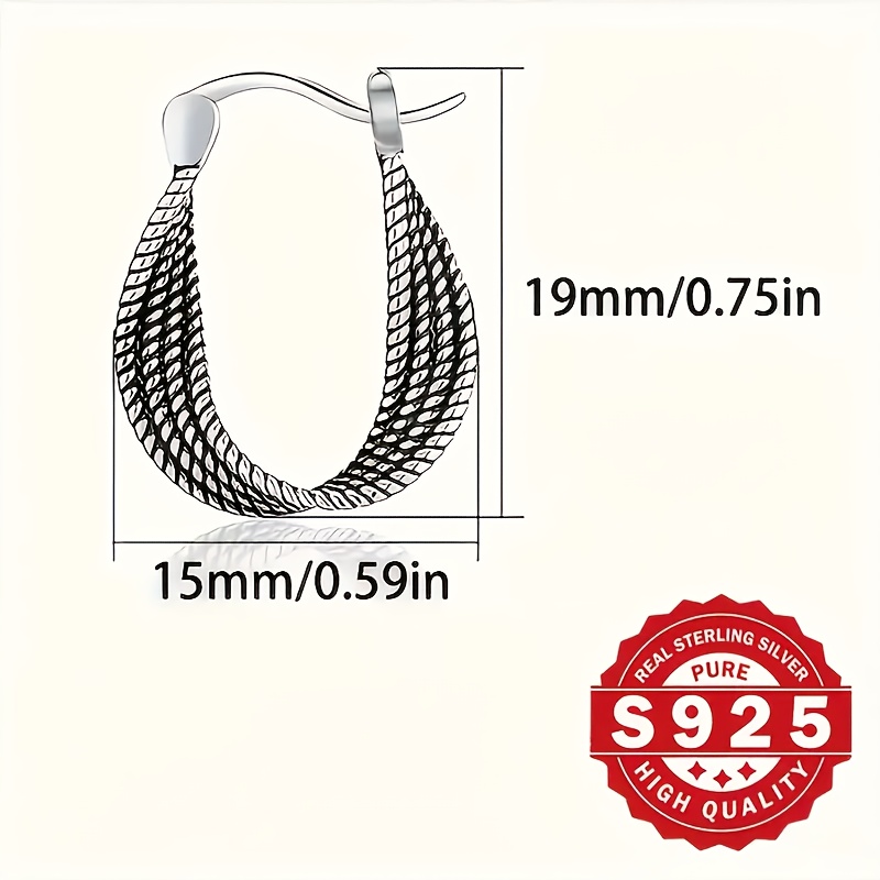 Vintage Royal Twist Hoop Earrings 925 Sterling Silver